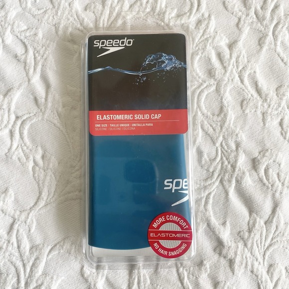 New Speedo Elastomeric Solid Cap Ocean Depths One Size Silicone No Hair Snagging - Picture 1 of 4